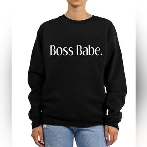 Brunette The Label Boss Babe Black Sweatshirt. Size: M/L.